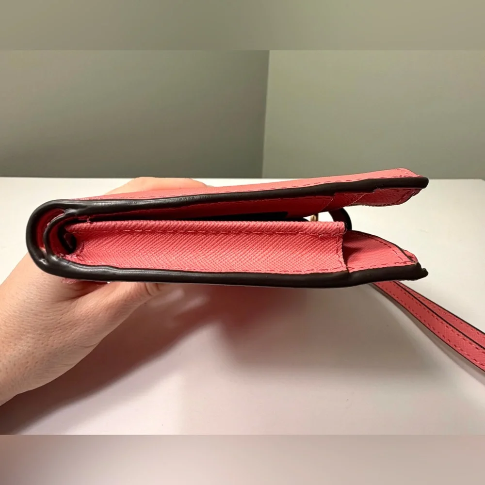 Michael Kors Pink Coral Saffiano Leather Wristlet Wallet - Picture 4 of 8
